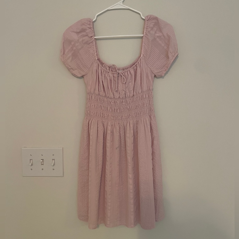Aritzia Sunday Best Pink Puff Sleeve Mini Dress